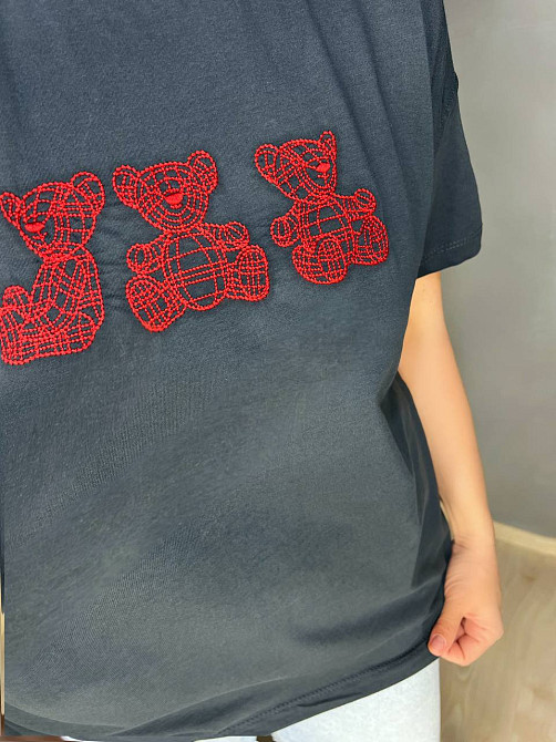 Футболка женская Pepper&mint BX24-68 с вышивкой медвежата графит, графит, L Киев - изображение 7