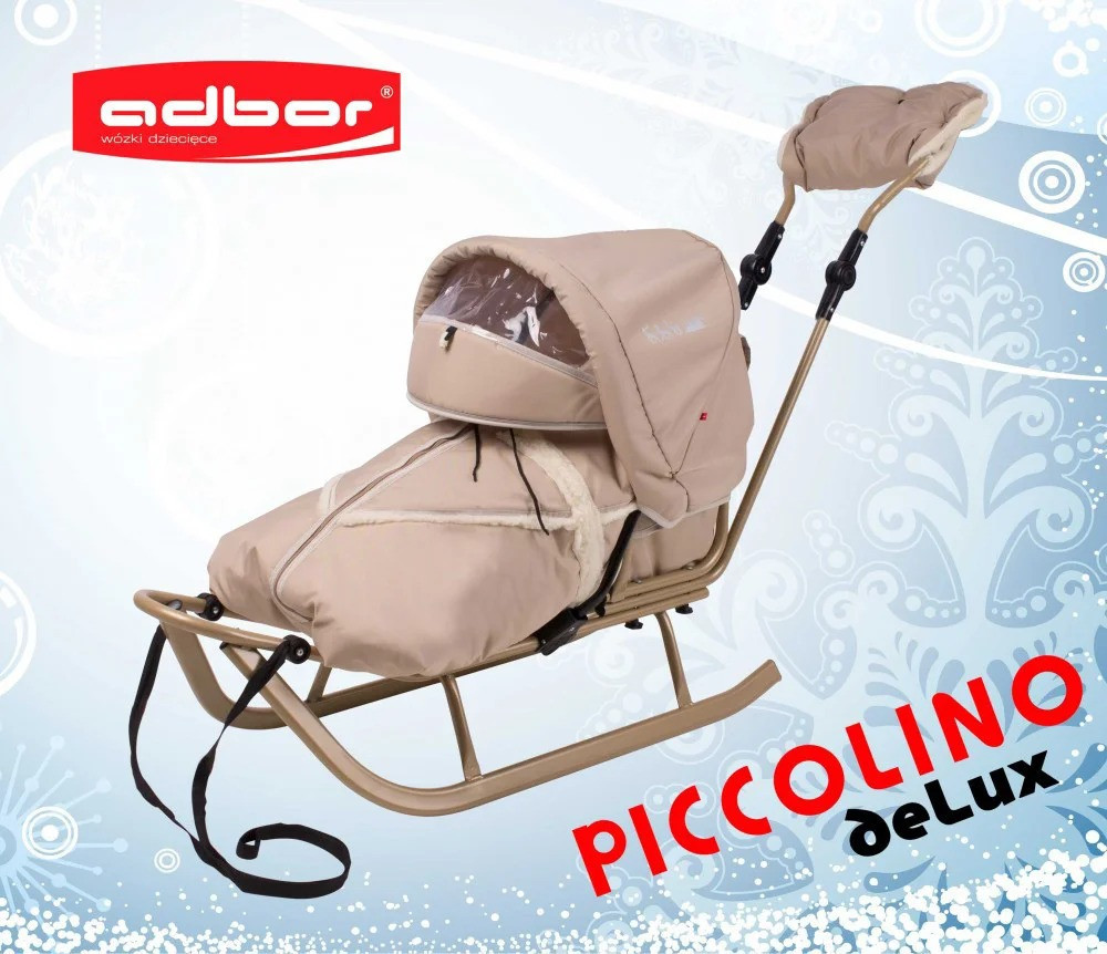 Санки дитячі Adbor Piccolino deLux з ручкою для дітей повний комплект (конверт, капюшон, муфта, підніжки) Київ - фото 5