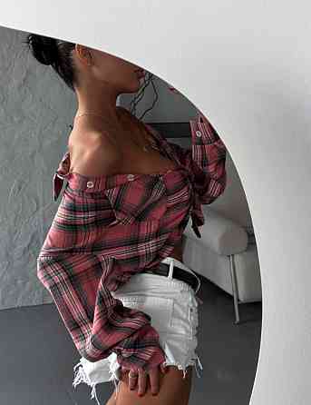 Женская базовая рубашка в клетку турецкая фланель Одесса