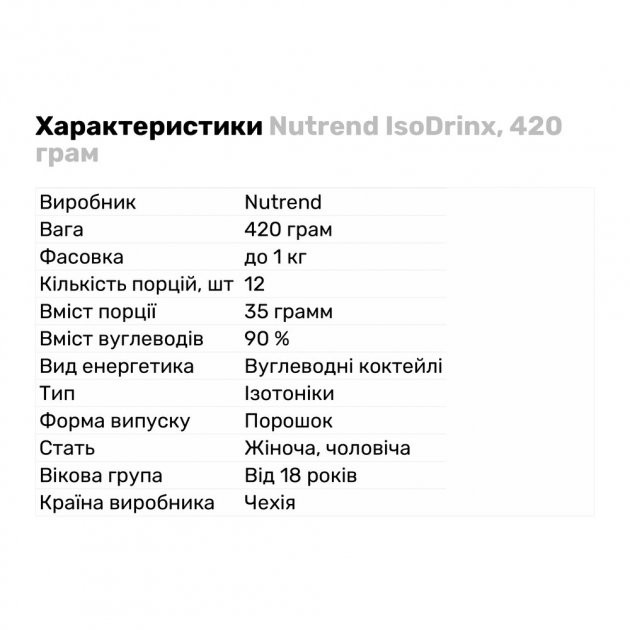 Ізотонік Nutrend ISODRINX 420g (Bitter Lemon) Луцьк - фото 2