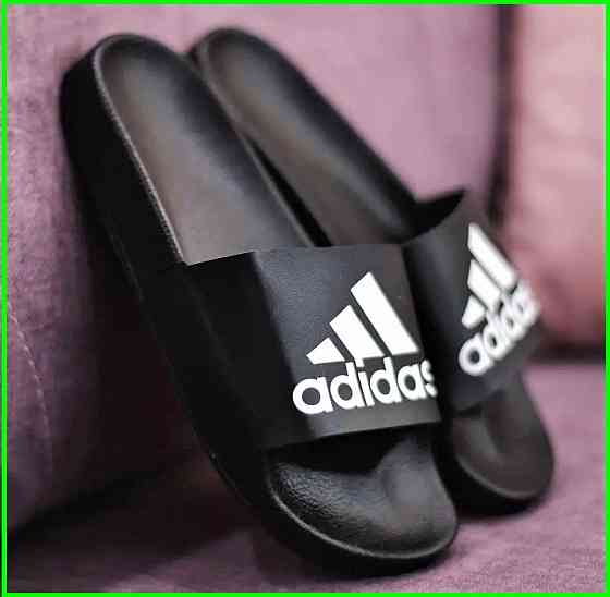Мужские Шлёпанцы Тапочки Adidas Сланцы Адидас Чёрные (размеры: 41,42) Днепр