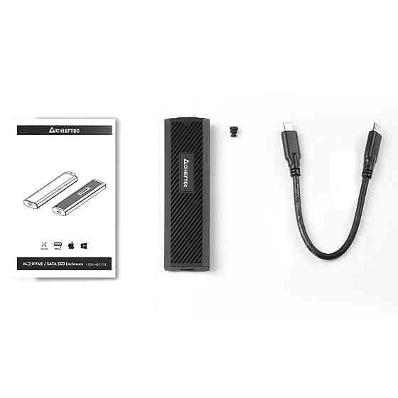 Корпус для M.2 NVME/SATA SSD CHIEFTEC CEB-M2C-TLE, aluminium,USB 3.2 Gen2 Type-C, Black, RETAIL Винница
