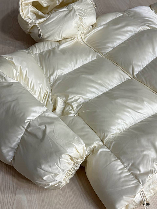 Куртка женская Lady Yep 10041 глянцевая пуффер оверсайз с капюшоном молочна, молочний, 42 Київ - фото 13