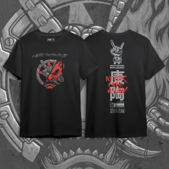 Футболка для подростка мальчика с принтом Cyber Punk Wake up 140amurai 2 Размер 160 Anime10847 Днепр