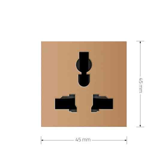 LIVOLO Універсальна розетка LIVOLO 12-в-1, з заземленням і шторками, золота, 16А 250В, модуль ( Київ
