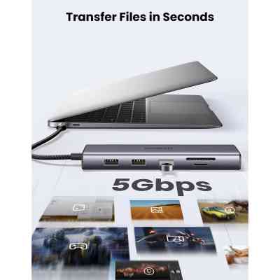 Концентратор Ugreen USB3.1 Type-C to HDMI/VGA/USB 3.0х3/RJ45/SD/TF/PD/35мм TRRS 100W 10-in-1 (15601) Винница