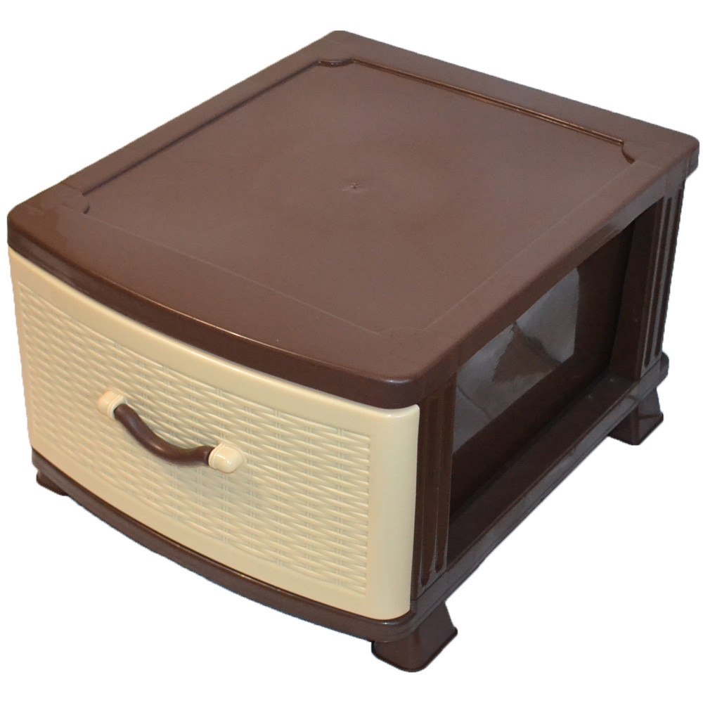 Комод пластиковый Efe Plastics 1 ящик 27х46х38, ротанг, бежевый. Эфе пластик Одесса - изображение 1