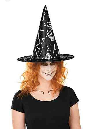 Капелюх Відьми з малюнком кісток на Хелловін чорний Київ