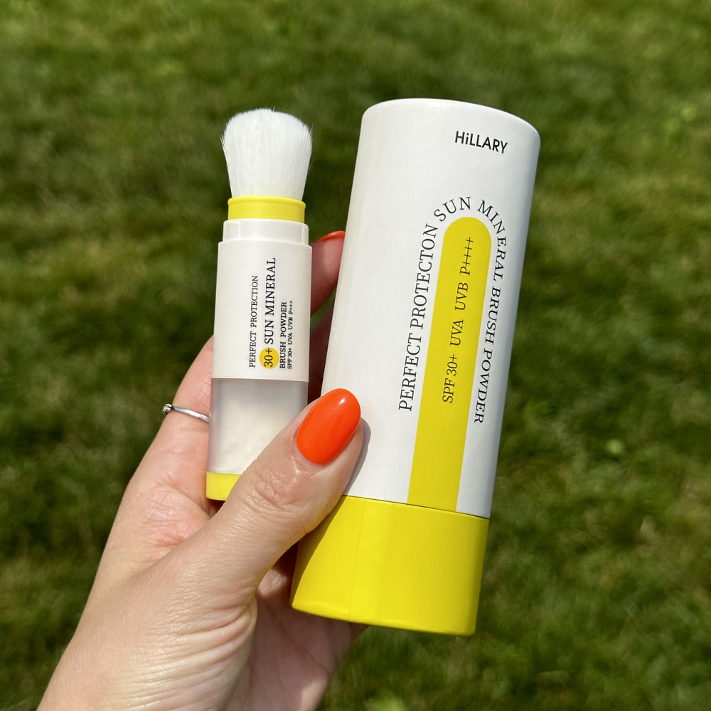Сонцезахисна мінеральна пудра прозора з SPF 30+ Hillary Perfect Protection Sun Mineral Brush Powder Sheer Matte SPF 30+, 4 г Київ - фото 10