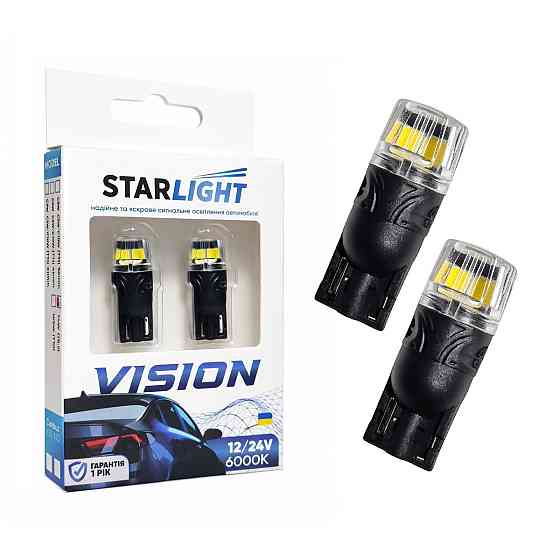Комплект світлодіодних ламп StarLight Vision W5W (T10) BRS LED W2.1X9.5d WHITE 6000K 12/24V Харків