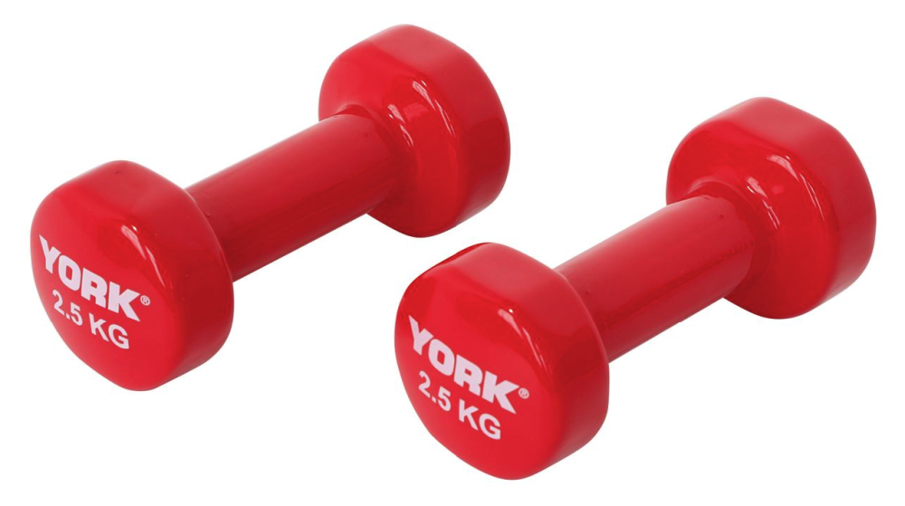Гантелі для фітнесу вінілові круглі York Fitness 2х2,5кг червоний Киев - изображение 3