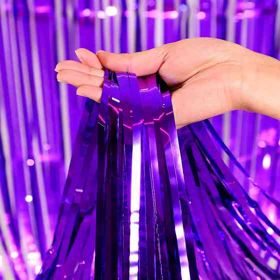 Дождик для фотозоны длинный 4 м на 1 м фиолетовый Киев
