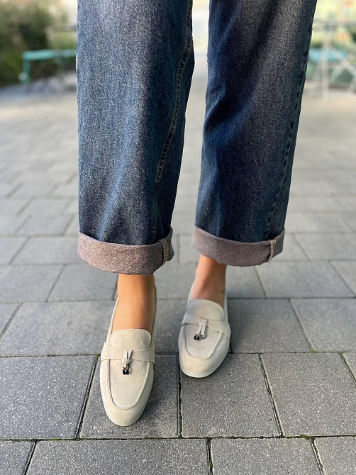 Mermaid Стильні жіночі лофери з натуральної замші світло-бежеві весна-осінь (6048) р. 36-41 / З Коломия - фото 7