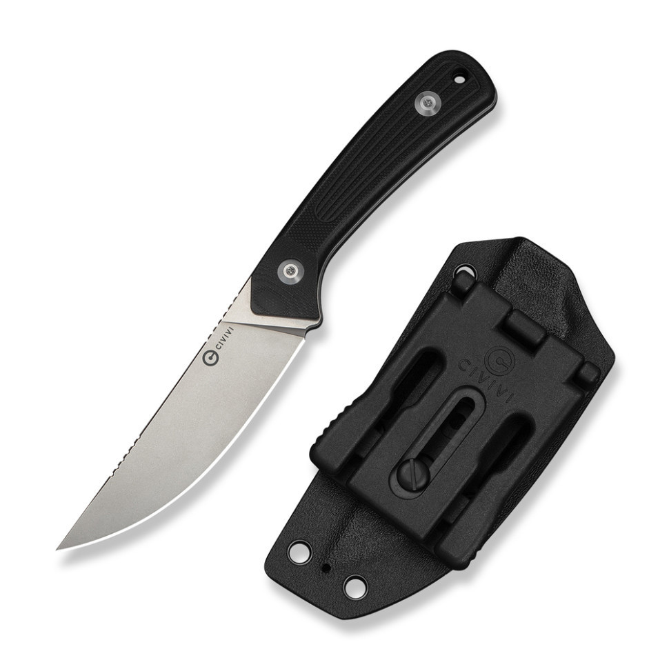 Нож фиксированный туристический Civivive Carveth (9,1 см) AEB-L / G10 черный с чехлом Киев - изображение 4