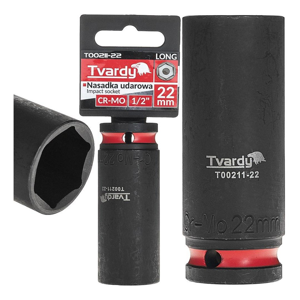 Головка ударна "Tvardy" з хром-молібденової сталі (Cr-Mo)  1/2"  6-гранна довга 22 мм Киев - изображение 2