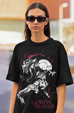 Футболка з аніме принтом Гоблін Слайер Аніме Манга оверсайз (S/M/L) Чорний AnimeJ0821 Дніпро