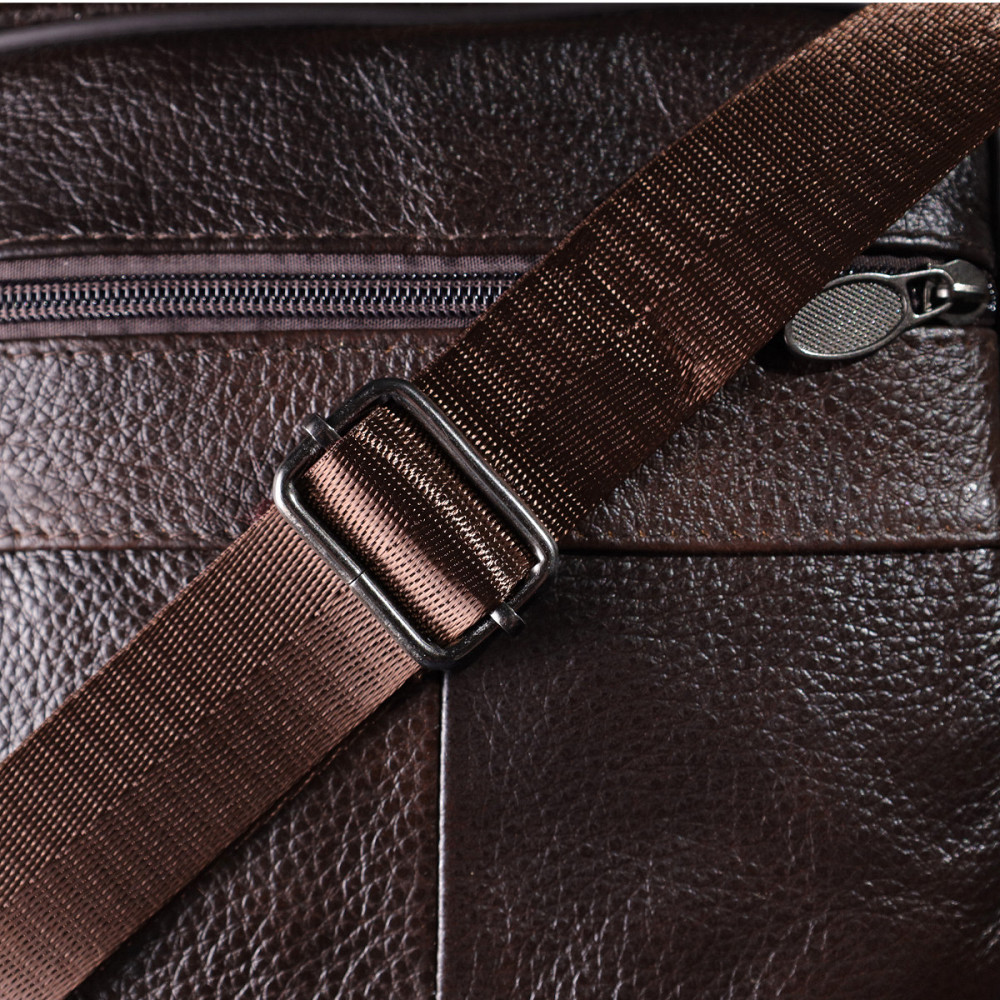 Горизонтальна зручна сумка з ручкою для чоловіків з натуральної шкіри Vintage 22940 Коричневий Київ - фото 2