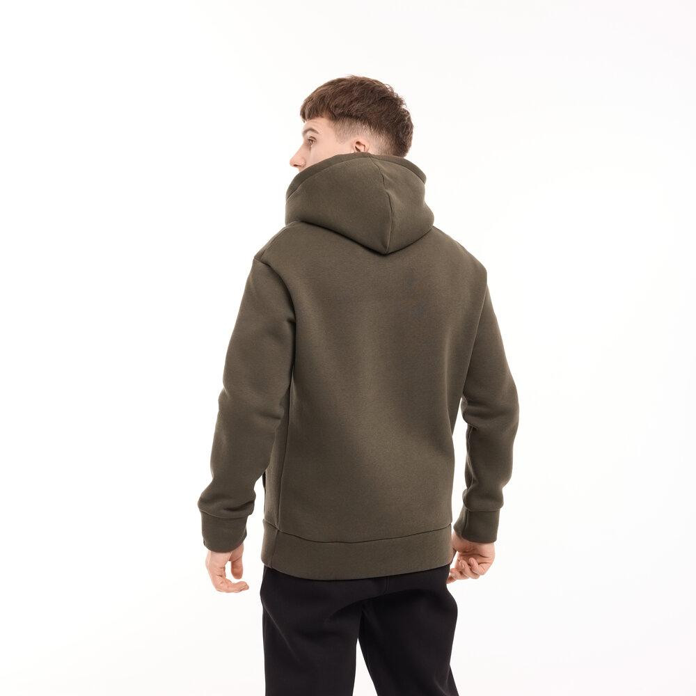 Тепле чоловіче худі на флісі з капюшоном хакі Pobedov 008 ЗИМА Київ - фото 14