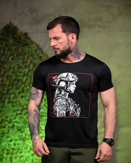 Тактическая потоотводящая футболка Girl black ПП7702 Одесса - изображение 5