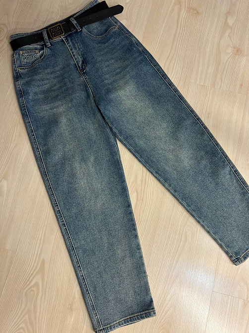 Джинсы женские Sterling 9203 MOM с ремнем стрейчевые бананы синие , синий, 30, 30, 84 см, 112 см Одесса - изображение 4