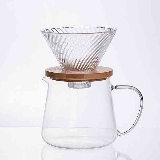 Стеклянний заварник з пуровером для кави 600 мл Київ