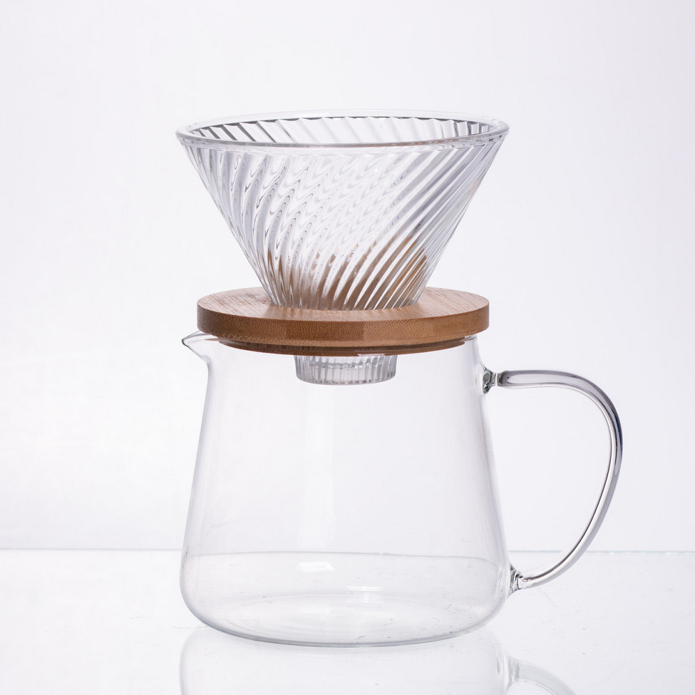 Стеклянний заварник з пуровером для кави 600 мл Київ - фото 1