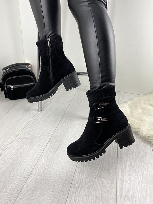 Жіночі черевики ARLETT чорні натуральна замша зима висота черевика 14 см (Б321) Коломия - фото 6