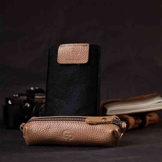 Оригінальна жіноча шкіряна ключниця GRANDE PELLE 11639 Бежевий Київ