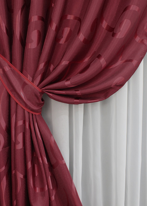 Комплект готових штор VR-Textil Жакард № 1533ш Бордовий 150х270 см 2 шт (33-0360) Київ - фото 5