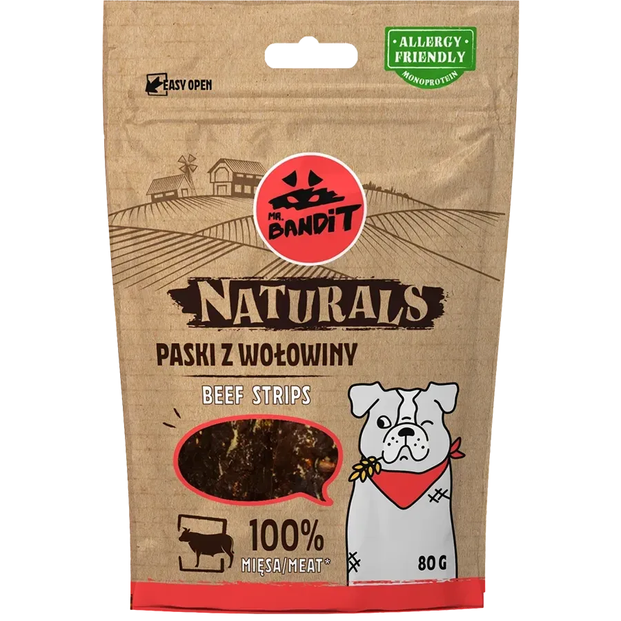 Лакомство для кошек Мистер Бандит Mr.Bandit Натуралс полоски из говядины для собак, 80 г Винница - изображение 1