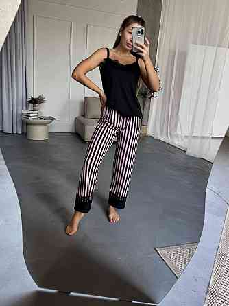 Женский домашний комплект четверка: брюки + майка + шорты + халат коттон Розовый, 50/52 Одесса