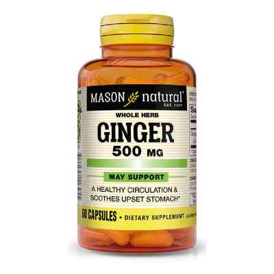 Трави Mason Natural Імбир 500 мг, Ginger, 60 капсул (MAV11395) Вінниця