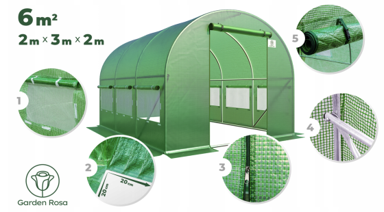 Парник теплиця Garden Rosa 6м2 (300х200х200см) Польща Київ