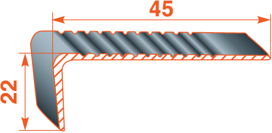 Порожек лестничный рифленый БРП-060 анодированный 45x22 мм (цвет бронза) Бровары