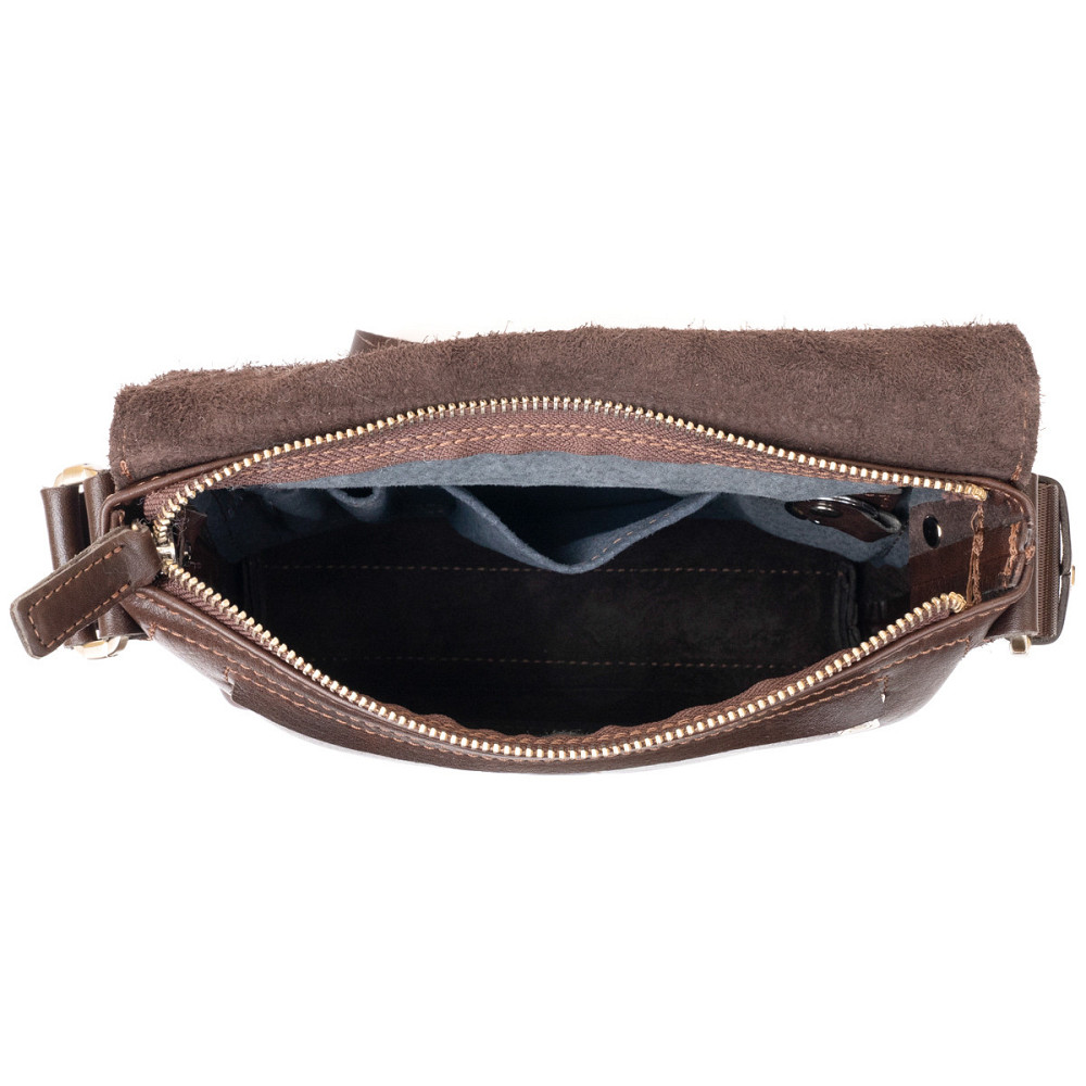 Сумка месенджер в гладкій шкірі GRANDE PELLE 11334 Шоколадна Київ - фото 7