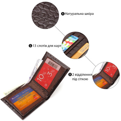 Кошелек Canpellini Из натуральной кожи Коричневый (21583) Винница - изображение 6
