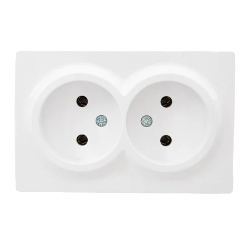 LETO білий Розетка зовнішня 2-а без заземлення Лезард Житомир