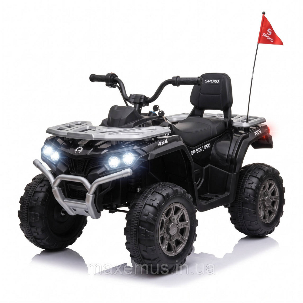 Детский электроквадроцикл Spoko SP-918 Черный (12V, 2 мотора, с пультом ДУ и Bluetooth) на аккумуляторе для детей от 3 лет Мостиска - изображение 7