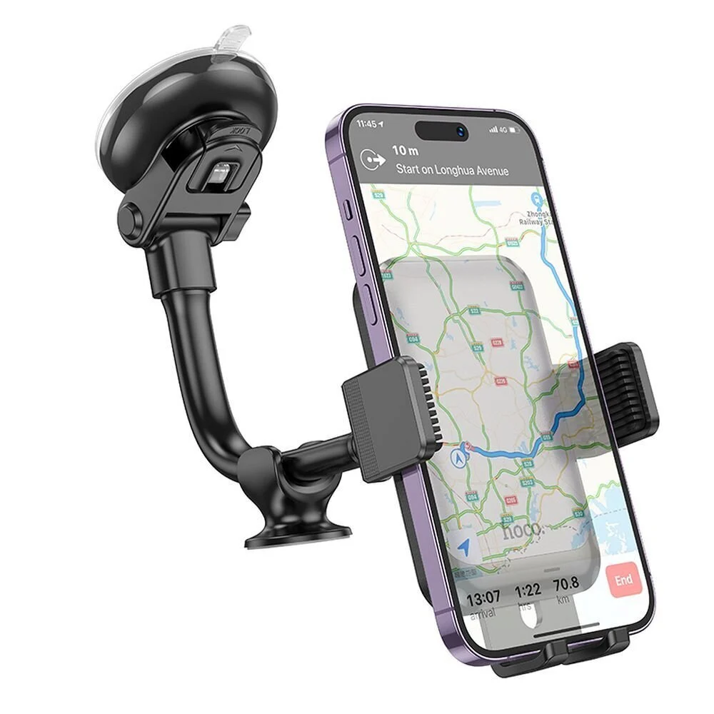 Автомобильный держатель для телефона HOCO H27 Rock push-type car holder(center console) Black gray Одесса - изображение 7