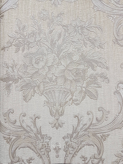Шпалери вінілові на флізеліні AdaWall Seyyah 1.06х10 квіти в горщику вензеля структурні сріблясті на білому Київ - фото 2