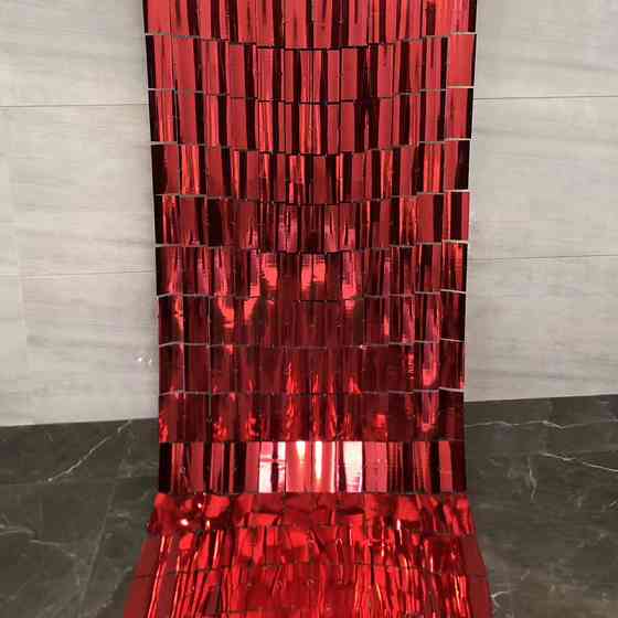 Дождик для фотозоны кубиками на стену 2 м на 1 м красный Киев