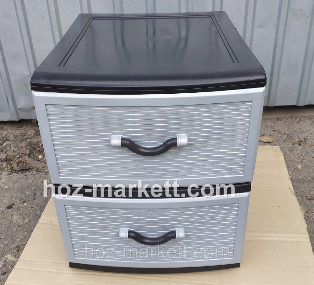 Комод пластиковый Стиль тумбочка на 2 ящика серый Харьков - изображение 4