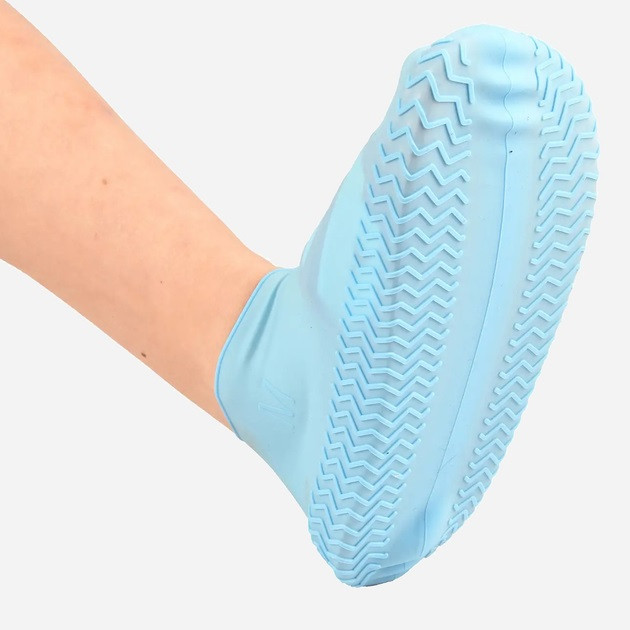 Багаторазові бахіли-чохли L (41-45 розмір) для взуття силіконові від води та бруду. Колір: блакитний YT-45 Львів - фото 8