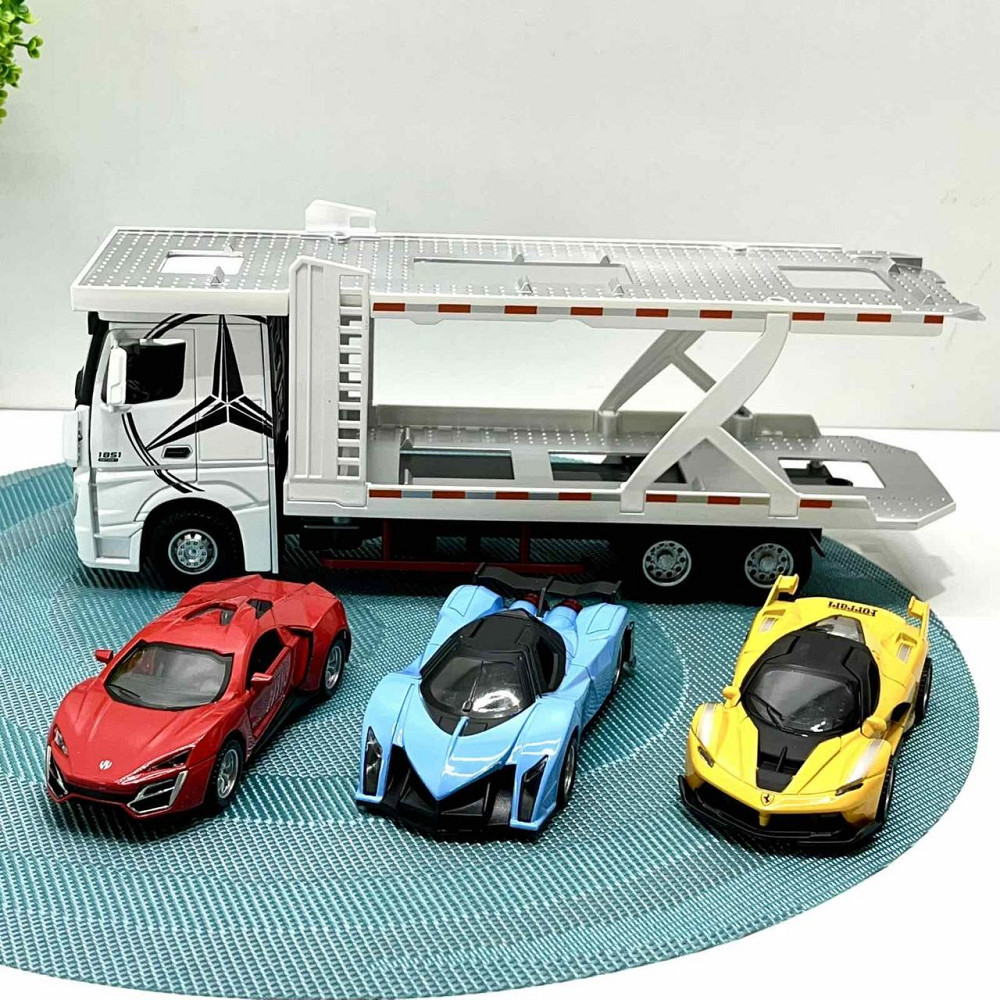 Трейлер з машинками світлові та звукові ефекти масштаб 1:24 Білий (53522-46) Чернигов - изображение 1