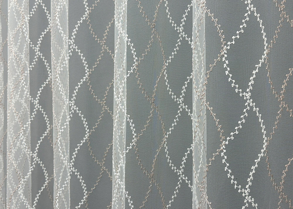 Тюль фатин с вышивкой и люрексом Цвет молочный с пудровым 1840т Киев - изображение 3