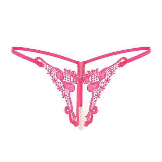 Трусики з бусинками та квітковим принтом one size малиновий Київ