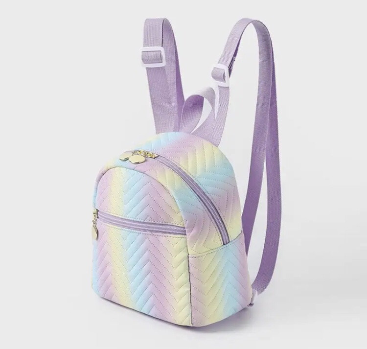 Маленький жіночий рюкзак, сумочка для дівчат, райдужна, різнокольорова,  розмір 19*10,5*18,5 см, 2 кишені зовні Київ - фото 1