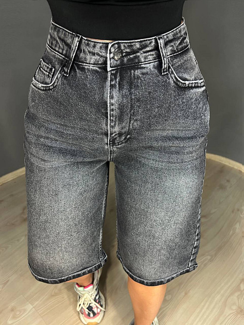 Шорти жіночі джинсові Mikaletta 13124 бермуди з підворотом чорні, чорний, 30, 30, 82 см, 106 см Київ - фото 11
