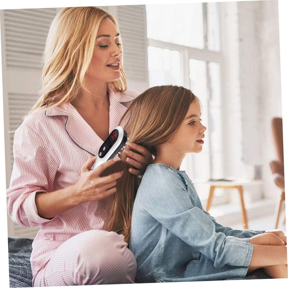 Електрична масажна гребінець DOITOOL для росту волосся, з вібрацією та масажем шкіри голови, біла Київ - фото 9