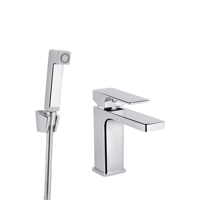 Смеситель для раковины, с гигиеническим душем Qtap Gemini QTGEM272CRM45689 (k35), однорычажный, низкий, Chrome Харьков - изображение 1